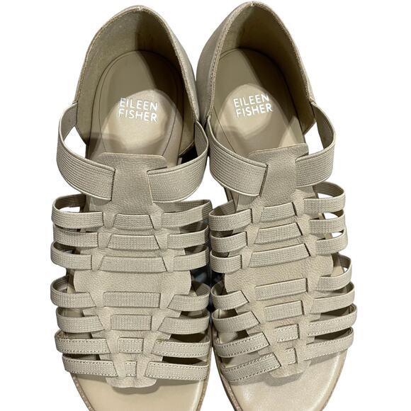 Eileen Fisher Rato W 7 Natural Fisherman Sandal Stretch Comfort Minimalist Mod - Picture 11 of 11